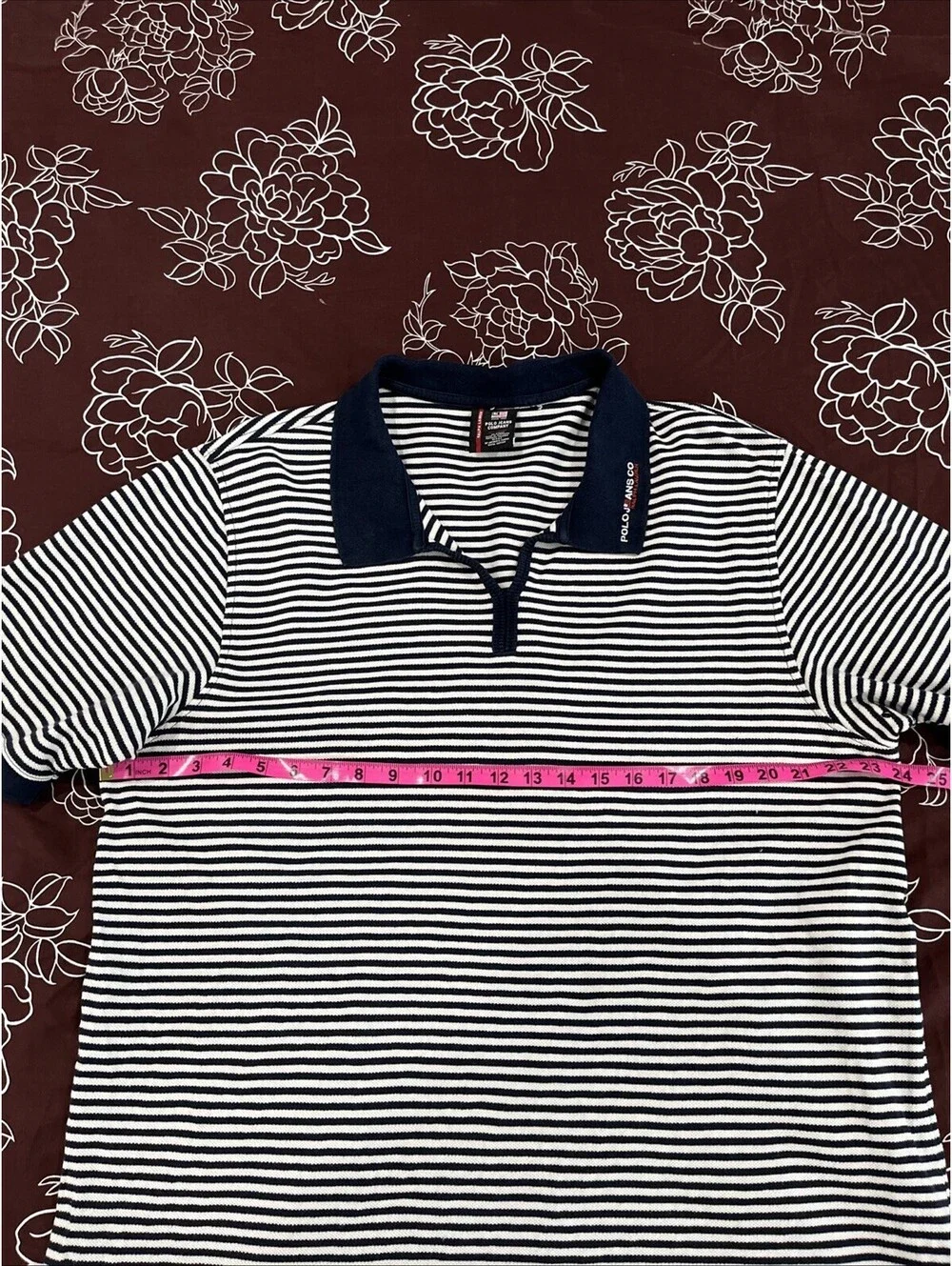 VTG Y2K POLO JEANS COMPANY STRIPED POLO SHIRT SIZE XXL MADE IN USA VGC